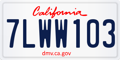 CA license plate 7LWW103