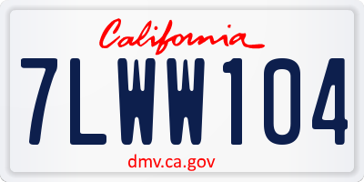 CA license plate 7LWW104