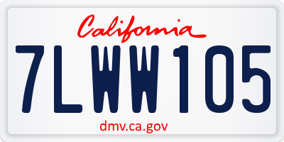 CA license plate 7LWW105