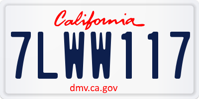 CA license plate 7LWW117