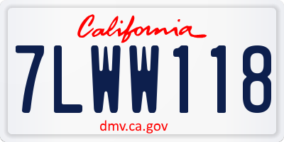 CA license plate 7LWW118