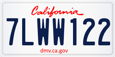 CA license plate 7LWW122