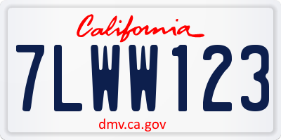 CA license plate 7LWW123
