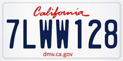 CA license plate 7LWW128