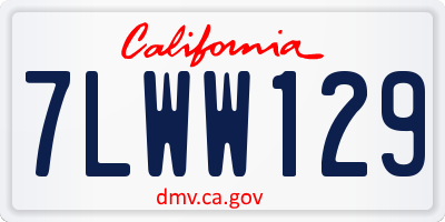 CA license plate 7LWW129
