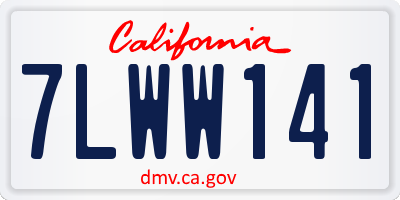 CA license plate 7LWW141