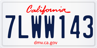CA license plate 7LWW143