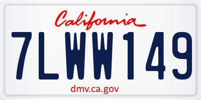 CA license plate 7LWW149