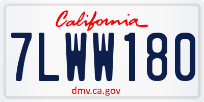 CA license plate 7LWW180