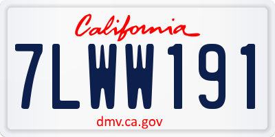 CA license plate 7LWW191