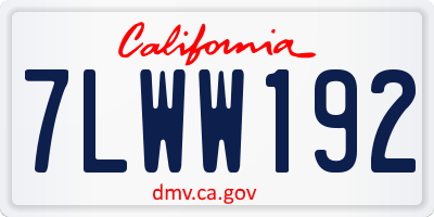 CA license plate 7LWW192
