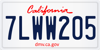 CA license plate 7LWW205