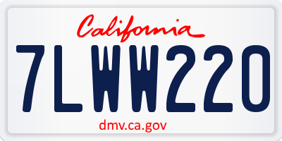 CA license plate 7LWW220