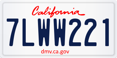 CA license plate 7LWW221