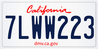 CA license plate 7LWW223