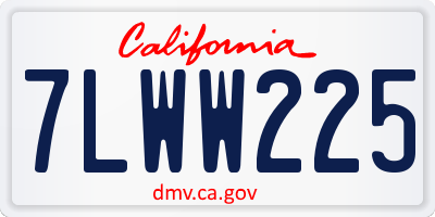 CA license plate 7LWW225