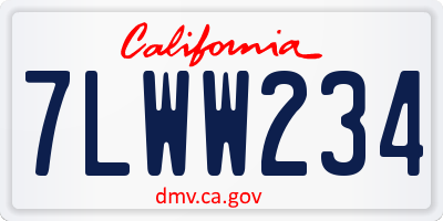 CA license plate 7LWW234