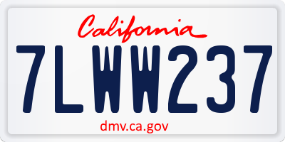 CA license plate 7LWW237