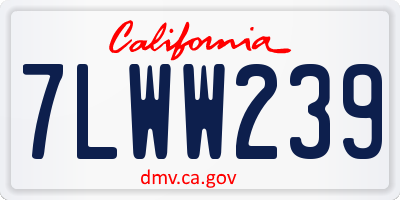 CA license plate 7LWW239
