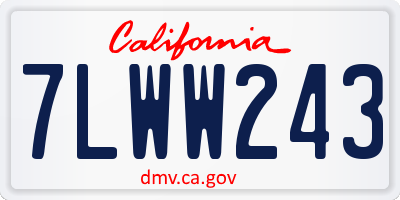 CA license plate 7LWW243