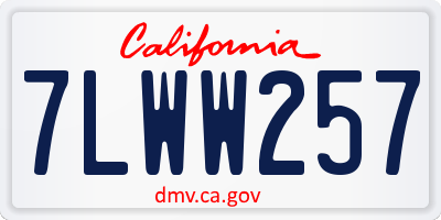 CA license plate 7LWW257