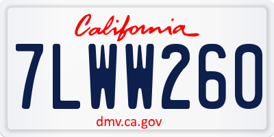 CA license plate 7LWW260