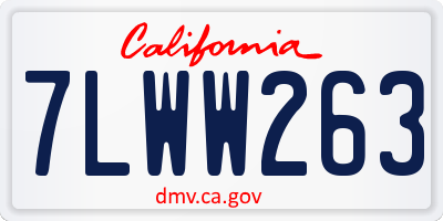 CA license plate 7LWW263