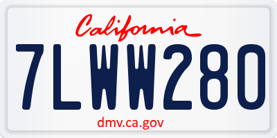 CA license plate 7LWW280