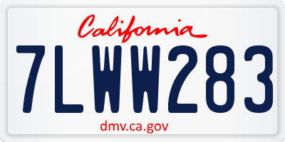 CA license plate 7LWW283