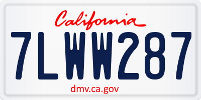 CA license plate 7LWW287