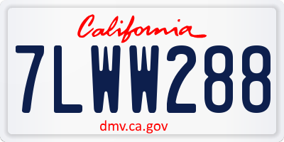 CA license plate 7LWW288