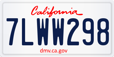 CA license plate 7LWW298