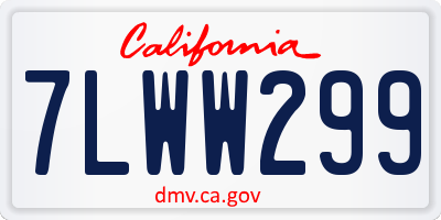 CA license plate 7LWW299