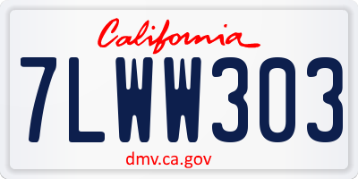 CA license plate 7LWW303