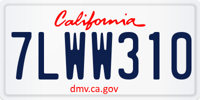 CA license plate 7LWW310