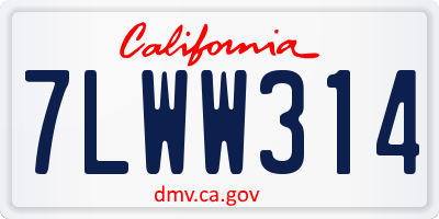 CA license plate 7LWW314