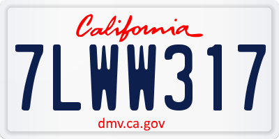 CA license plate 7LWW317