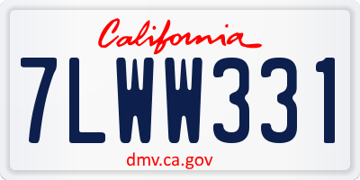CA license plate 7LWW331