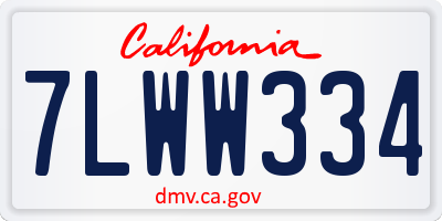 CA license plate 7LWW334