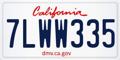 CA license plate 7LWW335