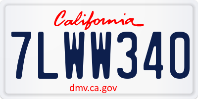 CA license plate 7LWW340