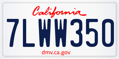 CA license plate 7LWW350