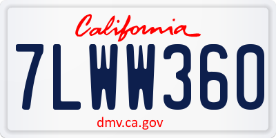 CA license plate 7LWW360