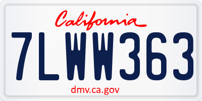 CA license plate 7LWW363