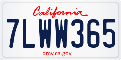 CA license plate 7LWW365
