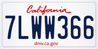 CA license plate 7LWW366