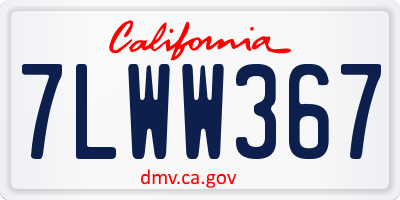 CA license plate 7LWW367