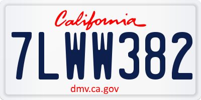 CA license plate 7LWW382