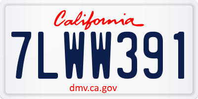 CA license plate 7LWW391