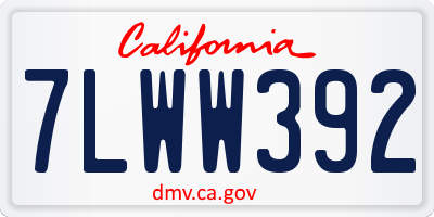 CA license plate 7LWW392